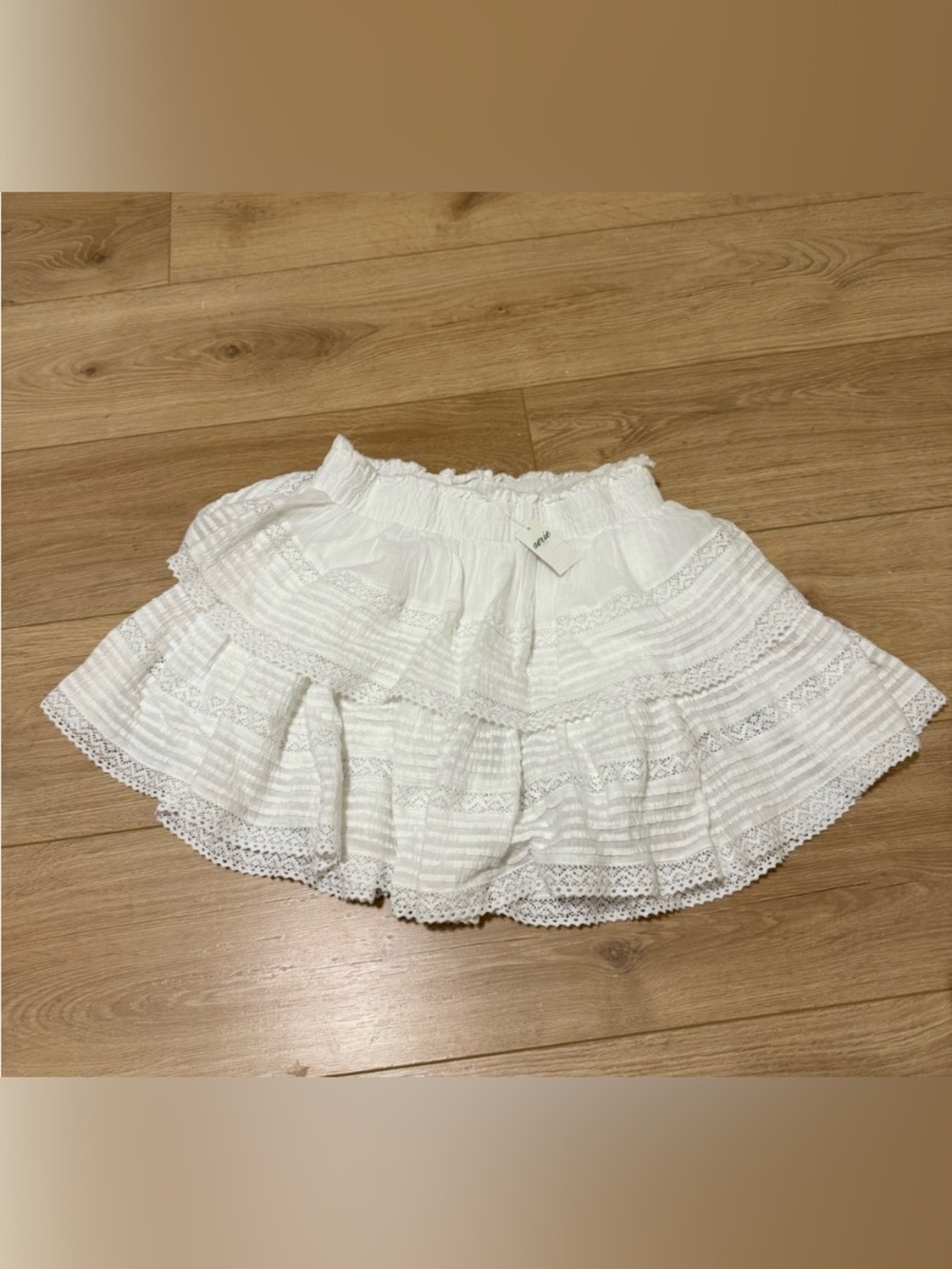 H&M White Tiered Lace Skirt